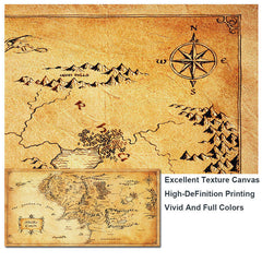 Vintage Style Movie Map Canvas Painting Home Decor