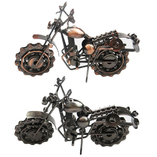 Motorcycle Model Home Office Decor Vintage Figurine Iron Motorbike Boy Toy