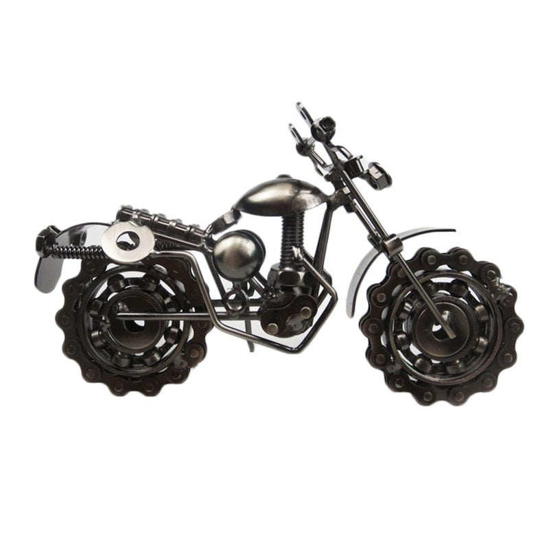 Motorcycle Model Home Office Decor Vintage Figurine Iron Motorbike Boy Toy